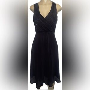 Bloomingdale’s Black Silk Evening Dress with Embellished Bodice – Size 6